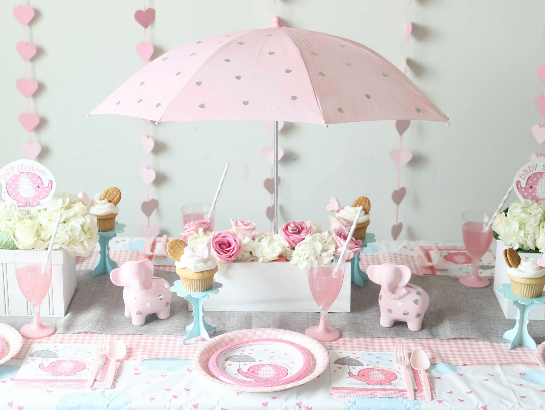 20 inch Pink and White fashion / Blue and White with Carriages Baby Shower Umbrella Centerpiece